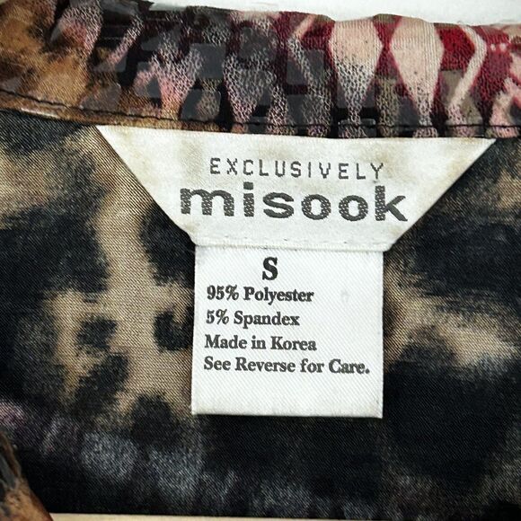 Misook Jacket Size Small Zip Front Animal Print Shiny Collar Artsy Exclusively - Picture 5 of 8